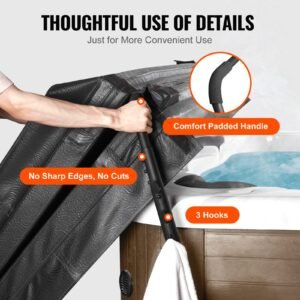 hot tub cover lift, spa cover lift, height 31.5" 41.3" width 57" 92.5" adjustable, installed underneath on both sides, suitable for various sizes of rectangular bathtubs, hot tubs, spa