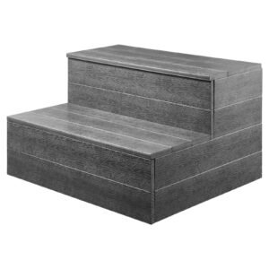 hot tub steps, 2 step spa outdoor stairs, heavy duty 25 inch wide hips above ground/inflatable pool ladder with 600 lbs weight capacity, multi use for porch, patio, deck, campers, graphite gray