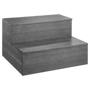 hot tub steps, 2 step spa outdoor stairs, heavy duty 25 inch wide hips above ground/inflatable pool ladder with 600 lbs weight capacity, multi use for porch, patio, deck, campers, graphite gray