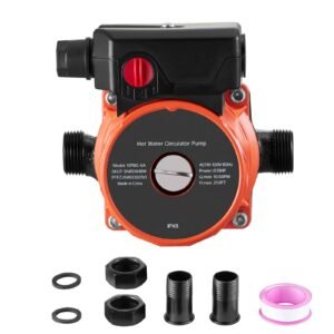 Hot Water Recirculating Pump, 10 GPM, Instant Circulation Circulator Pump System, 3-Speed Control, 0.13 HP, 110-120V, NPT 3/4 in to NPT 1/2 in Adapter, Cast Iron Head, for Water Heater System