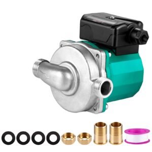 hot water recirculating pump, 93w, 110v water circulator pump, circulation pump, 3/4″ g thread to 1/2″ npt brass adapter, stainless steel head, 3 speed control for electric water heater system