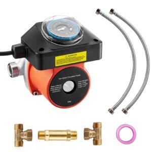 Hot Water Recirculating Pump, with Bypass Valve, Instant Recirculation Pump Kit with Timer, Adapter, Circulation Circulator System, Stainless Steel Head, 0.13 HP 110-120V, for Tank Water Heaters