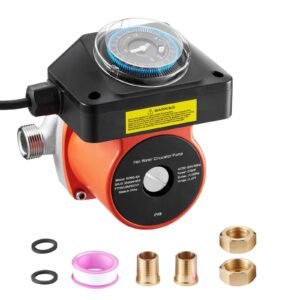 Hot Water Recirculating Pump, with Timer, 10 GPM Instant Recirculation Pump Kit, Circulation Circulator System, 0.13 HP AC 110-120V, NPT 3/4 in to NPT 1/2 in Connector, for Solar Water Heater