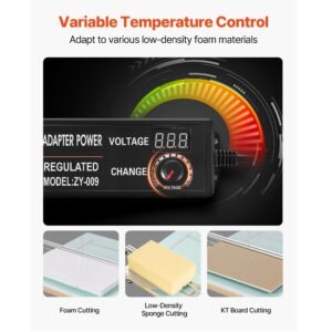 hot wire foam cutter, 58w electric styrofoam cutter with variable temperature control, portable tabletop cutting tool with 10.24" max. cutting thickness for foam, kt board, low density sponge