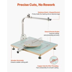 hot wire foam cutter, 58w electric styrofoam cutter with variable temperature control, portable tabletop cutting tool with 10.24" max. cutting thickness for foam, kt board, low density sponge