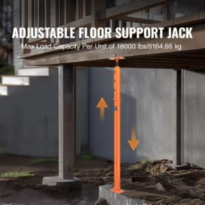 house floor jack, 53" 93" height range, 18000 lbs max load capacity, adjustable support beam basement jack post pole for leveling, lift support steel telescoping jack post for temporary support