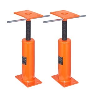 house floor jacks, 2 pack, 12" 16" height range, 9700 lbs max load capacity per unit, adjustable support beam basement jack post pole for leveling, steel telescoping jack for temporary support