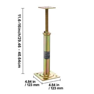 house floor jacks, 4 pack, 11.6" 16" height range, 2500 lbs max load capacity per unit, adjustable support beam basement jack post for leveling, galvanized telescoping jack for temporary support
