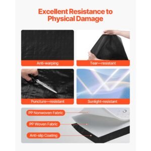 house wrap, 4 x 250 ft, 0.17 mm thick vapor barrier, heavy duty plastic sheeting for tear resistant, drop cloth vapor barrier covering for residential & commercial construction, black