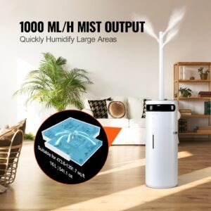 humidifier for home large room, commercial humidifier for whole house 1291.7 sq ft, 16l water tank & night light & 12h timer & auto shut off , greenhouse, commercial branch tube w/ 360° nozzle