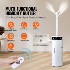 humidifier for home large room, commercial humidifier for whole house 1291.7 sq ft, 16l water tank & night light & 12h timer & auto shut off , greenhouse, commercial branch tube w/ 360° nozzle
