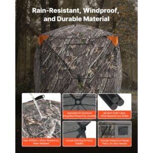 hunting blind, 270° see through ground blind, 1 2 person pop up deer blind for hunting with carrying bag, portable resilient hunting tent, one way see through mesh for turkey and deer hunting