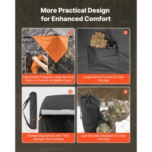 hunting blind, 270° see through ground blind, 2 3 person pop up deer blind for hunting with carrying bag, portable resilient hunting tent, 3 horizontal windows for turkey and deer hunting