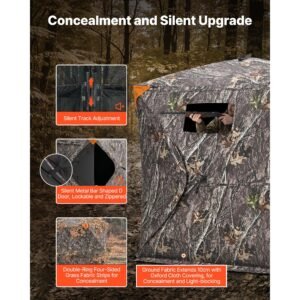 hunting blind, 270° see through ground blind, 2 3 person pop up deer blind for hunting with carrying bag, portable resilient hunting tent, one way see through mesh for turkey and deer hunting