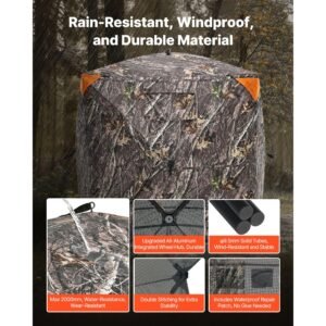 hunting blind, 270° see through ground blind, 2 3 person pop up deer blind for hunting with carrying bag, portable resilient hunting tent, one way see through mesh for turkey and deer hunting