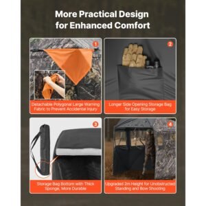hunting blind, 6 7 person ground blinds with carrying bag, portable camouflage tent, reinforced durable concealed shelter with silent zipper door and window, for turkey and deer