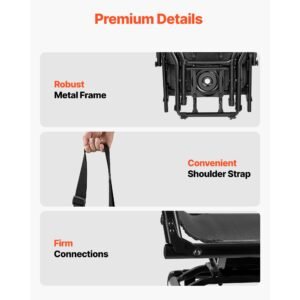 hunting chair, 360° silent swivel, foldable lightweight portable blind chair, heavy duty steel frame ground stool seat, with armrest, adjustable carry strap, 300 lbs capacity for fishing camping