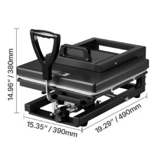 hybrid heat press, 15 x 15 inch, 8 in 1 multifunction, heat up fast and even, all new patented design, easy to control, sublimation press machine for t shirts/mugs/tumblers/caps/plates, black