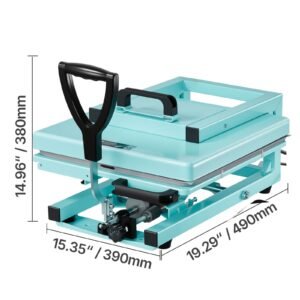 hybrid heat press, 15 x 15 inch, 8 in 1 multifunction, heat up fast and even, all new patented design, easy to control, sublimation press machine for t shirts/tumblers/caps/plates, light green