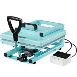 hybrid heat press, 15 x 15 inch, 8 in 1 multifunction, heat up fast and even, all new patented design, easy to control, sublimation press machine for t shirts/tumblers/caps/plates, light green