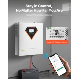 hybrid solar inverter, 3500w, all in one pure sine wave power inverter charger, 24v dc to single phase 220/230v ac, with built in 100a mppt solar controller