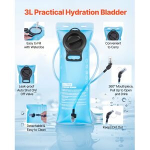 hydration backpack, 15l insulated hydration pack backpack with 3l tpu water bladder, hiking water backpack with storage for men women, hydro water daypack for hiking running cycling camping