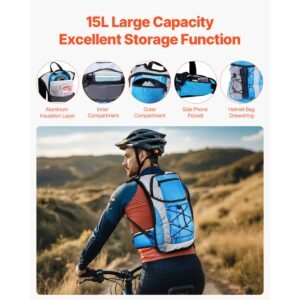 hydration backpack, 15l insulated hydration pack backpack with 3l tpu water bladder, hiking water backpack with storage for men women, hydro water daypack for hiking running cycling camping