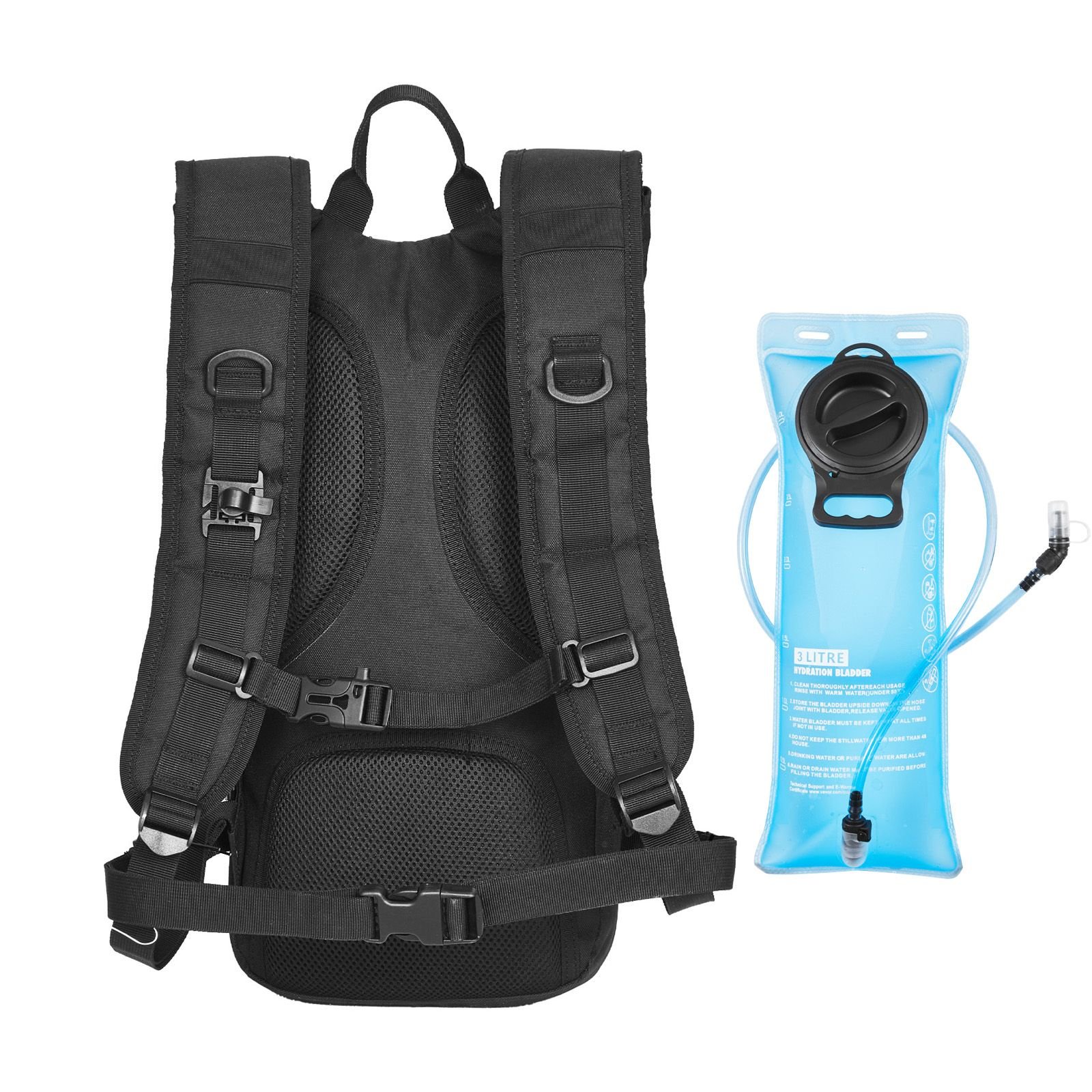 hydration backpack, water backpack with 3l tpu water bladder, tactical molle hiking hydration pack with storage for men women, hydro water daypack for hiking running cycling camping