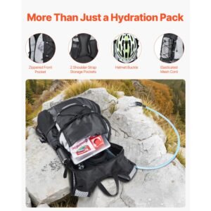 hydration backpack with 2l tpu water bladder, hydration pack backpack, lightweight hiking water backpack for men women, hydro water daypack for hiking, running, cycling, camping & rave
