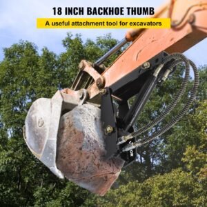 hydraulic backhoe thumb, 18 inch 1/2" thickness heavy duty excavator thumb, black steel weld on thumb attachments with hydraulic cylinder, mechanical hydraulic thumb for backhoe/excavator