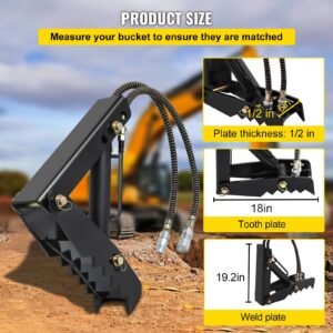hydraulic backhoe thumb, 18 inch 1/2" thickness heavy duty excavator thumb, black steel weld on thumb attachments with hydraulic cylinder, mechanical hydraulic thumb for backhoe/excavator