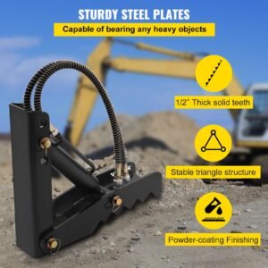hydraulic backhoe thumb, 18 inch 1/2" thickness heavy duty excavator thumb, black steel weld on thumb attachments with hydraulic cylinder, mechanical hydraulic thumb for backhoe/excavator