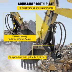 hydraulic backhoe thumb, 18 inch 1/2" thickness heavy duty excavator thumb, black steel weld on thumb attachments with hydraulic cylinder, mechanical hydraulic thumb for backhoe/excavator