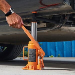 hydraulic bottle jack, 12 ton (26455.5 lbs) capacity, 8.1 15.7 inch lifting range, heavy duty welded bottle jack for car, suv, pickup, auto repair, house lift and agricultural equipment, orange