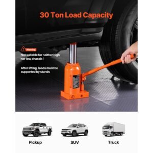 hydraulic bottle jack, 30 ton/66138 lbs welded bottle jack with 11.22'' 18.66'' lifting range & 3 section long handle, for car, pickup, truck, rv, auto repair, industrial engineering