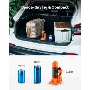 hydraulic bottle jack, 4 ton (8818.4 lbs) capacity, 7.3 13.8 inch lifting range, heavy duty welded bottle jack for car, suv, pickup, auto repair, house lift and agricultural equipment, orange