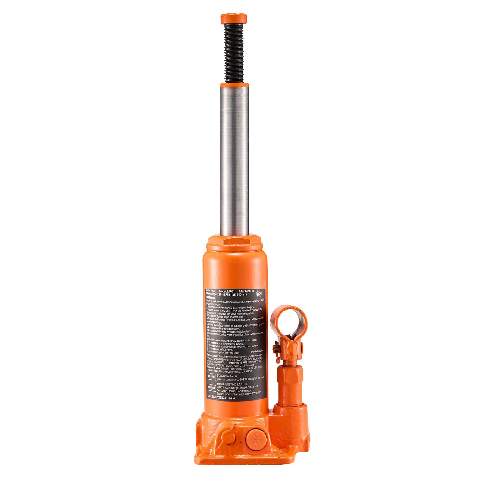 hydraulic bottle jack, 4 ton (8818.4 lbs) capacity, 7.3 13.8 inch lifting range, heavy duty welded bottle jack for car, suv, pickup, auto repair, house lift and agricultural equipment, orange