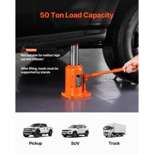 hydraulic bottle jack, 50 ton/110231 lbs welded bottle jack with 11'' 17.32'' lifting range & 3 section long handle, for car, pickup, truck, rv, auto repair, industrial engineering