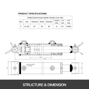hydraulic cylinder 2" bore 36" stroke hydraulic ram cylinder 3000psi hydraulic cylinders welded double acting cross tube sae6 port hydraulic lifting cylinder (2 x 36)