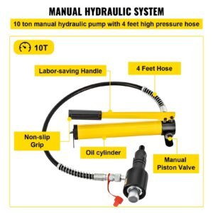 hydraulic exhaust pipe expander, 1 5/8" to 4 1/4" size, 10 t manual hydraulic pipe stretcher with 4 dies and 2 storing case for copper, aluminum tubes in car repairing