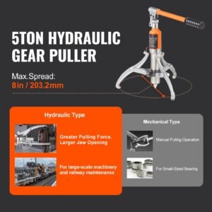 hydraulic gear puller, 5 ton max capacity wheel bearing pulling separator, 2 or 3 jaws puller, vertically and horizontally, 8" jaw hydraulic puller with case for pulling hubs