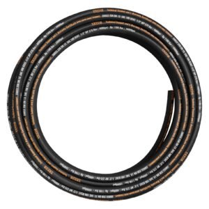 hydraulic hose 1/2 inch x 100 ft, coiled hydraulic hose 4000 psi, rubber hydraulic hose with 2 high tensile steel wire braid, bulk hydraulic hose 20 to 140 celsius, hydraulic oil flexible hose