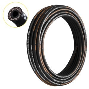 Hydraulic Hose 1/2 inch x 100 ft, Coiled Hydraulic Hose 4000 PSI, Rubber Hydraulic Hose with 2 High-Tensile Steel Wire Braid, Bulk Hydraulic Hose -20 to 140 Celsius, Hydraulic Oil Flexible Hose