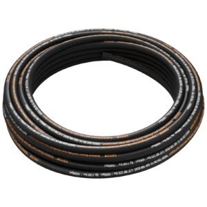 hydraulic hose 1/2 inch x 100 ft, coiled hydraulic hose 4000 psi, rubber hydraulic hose with 2 high tensile steel wire braid, bulk hydraulic hose 20 to 140 celsius, hydraulic oil flexible hose