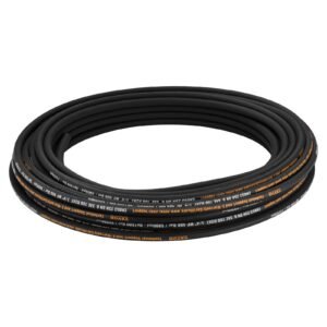 hydraulic hose 1/4 inch x 100 ft, coiled hydraulic hose 5800 psi, rubber hydraulic hose with 2 high tensile steel wire braid, bulk hydraulic hose 20 to 140celsius, hydraulic oil flexible hose