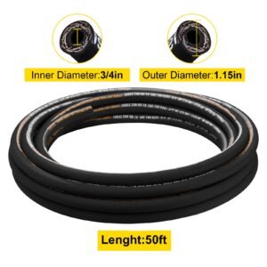 hydraulic hose 3/4 inch x 50 ft, coiled hydraulic hose 3120 psi, rubber hydraulic hose with 2 high tensile steel wire braid, bulk hydraulic hose 20 to 140 celsius, hydraulic oil flexible hose
