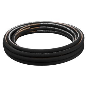 hydraulic hose 3/4 inch x 50 ft, coiled hydraulic hose 3120 psi, rubber hydraulic hose with 2 high tensile steel wire braid, bulk hydraulic hose 20 to 140 celsius, hydraulic oil flexible hose