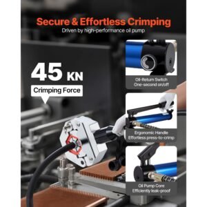 hydraulic hose crimper, hydra krimp ac hose crimper kit with 7 dies snap on & carrying case, hydraulic a/c hoses crimping tool for automotive & air conditioning repair (split with manual pump)