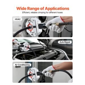 hydraulic hose crimper, hydra krimp ac hose crimper kit with 7 dies snap on & carrying case, hydraulic a/c hoses crimping tool for automotive & air conditioning repair (split with manual pump)