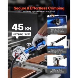 hydraulic hose crimper, hydra krimp ac hose crimper kit with 7 dies snap on, integral manual hydraulic a/c hoses crimping tool for automotive & air conditioning repair with carrying case